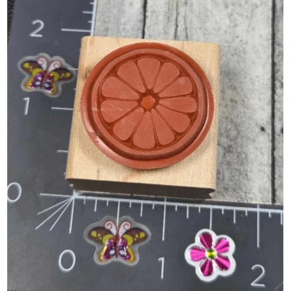 Stampin' Up! Orange Fruit Slice Citrus Rubber Stamp Wood #L92